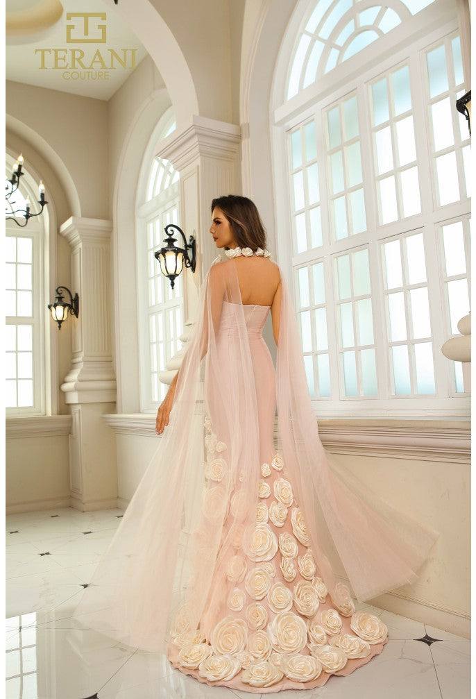 Vestido de desfile de corte trompeta en mikado elástico sin mangas Terani Couture 251gl4184