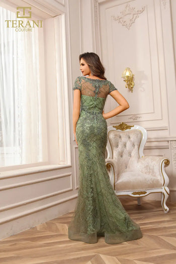 Terani Couture 251GL4194 Vestido de noche largo formal ajustado de encaje