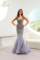 Formal Dresses Beaded Long Formal Feather Evening Dress Denim Nude