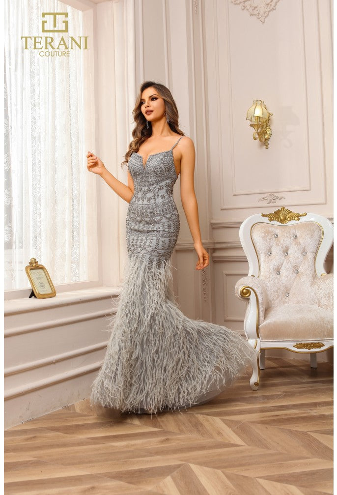 Terani Couture 251gl4199 Vestido largo de fiesta entallado con adornos