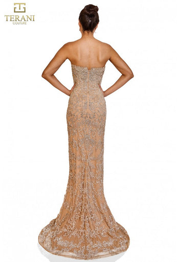 Terani Couture 251GL4346 Vestido largo ajustado de noche formal para graduación