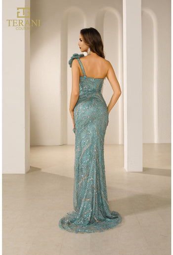 Vestido de desfile de tul con cuentas y corte trompeta sin mangas Terani Couture 251gl4354 