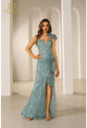 Vestido de desfile de tul con cuentas y corte trompeta sin mangas Terani Couture 251gl4354 