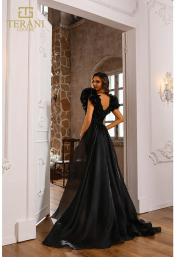 Terani Couture 251GL4357 Elegante vestido de noche ajustado con sobrefalda espectacular