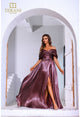 Terani Couture 251m4044 Vestido largo con abertura frontal y hombros descubiertos 