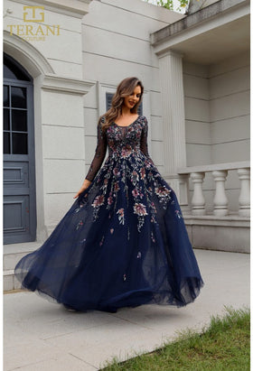 Terani Couture 251M4408 Sophisticated Mother of the Bride Evening Beaded Tulle Dress