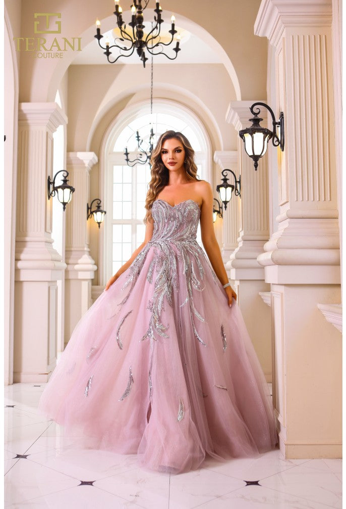 Terani Couture 251M4410 Beaded A-Line Ball Gown – Long Formal Prom Dress