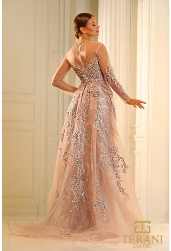 Terani Couture 251M4412 Beaded Long Sleeve Formal Prom Gown