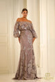Terani Couture 251m4414 Off The-shoulder Puff Sleeves Sheath Dress