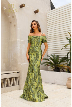Terani Couture 251M4434 Mother of the Bride Wedding Sheath Cap Sleeve Jacquard Dress