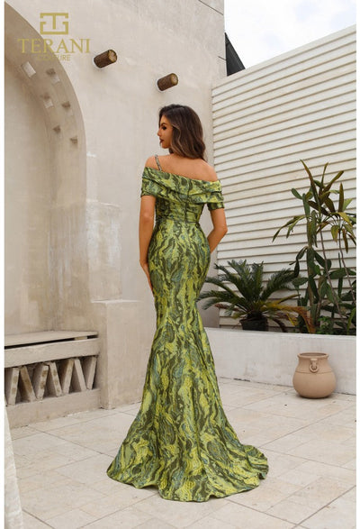Terani Couture 251M4434 Mother of the Bride Wedding Sheath Cap Sleeve Jacquard Dress