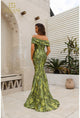 Vestido largo con hombros descubiertos y mangas cortas Terani Couture 251m4434