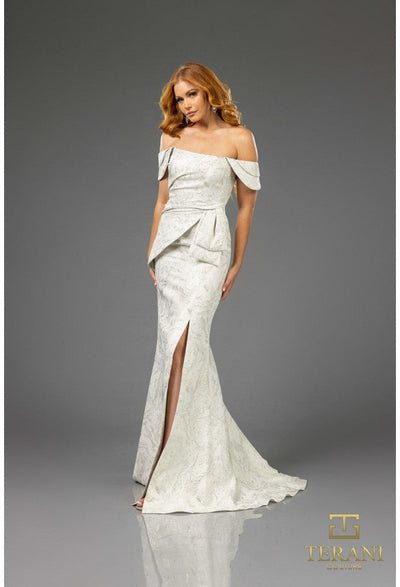 Formal Dresses Fitted Long Formal Slit Evening Dress  Sage Gold