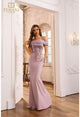 Terani Couture 251m4443 Crepe Off Shoulder Sleeveless Trumpet Dress