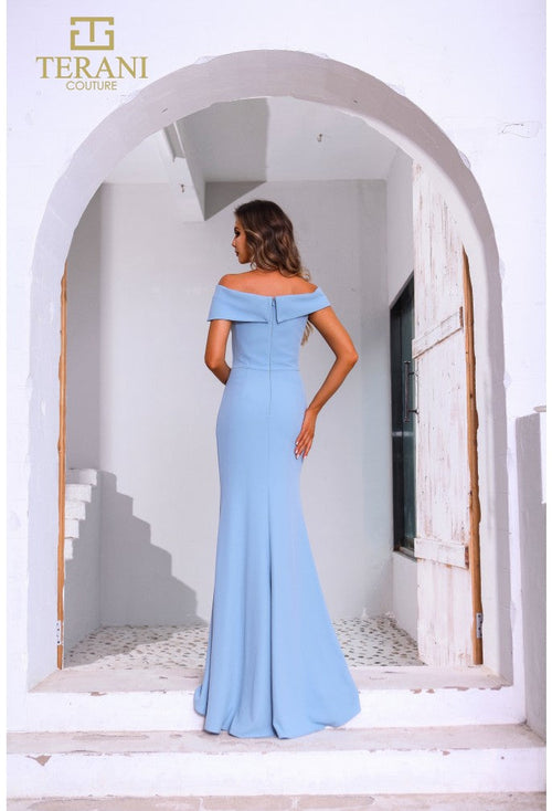 Terani Couture 251M4444 Glamorous Formal Off-Shoulder Sleeveless Stretch Crepe Dress