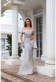 Vestido largo de corte trompeta en mikado con hombros descubiertos Terani Couture 251m4452 