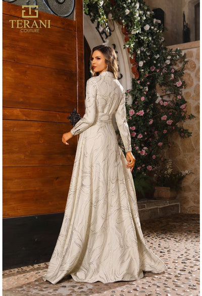 Terani Couture 251M4458 Mother of the Bride Wedding A-Line Slit Formal Jacquard Dress
