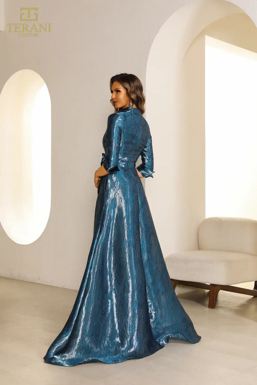 Terani Couture 251M4462 Mother of the Bride A-Line Long Formal Shimmer Burnout Dress