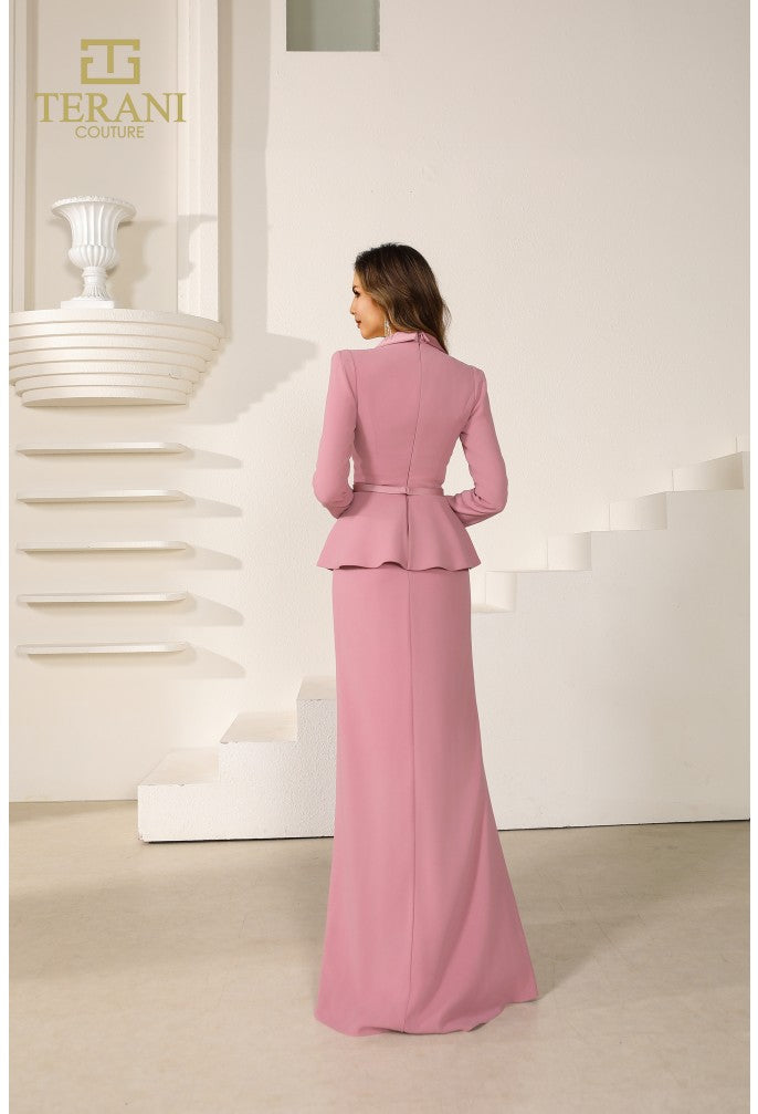 Terani Couture 251M4572 Mother of the Bride Wedding V-Neck Sheath Formal Crepe Dress