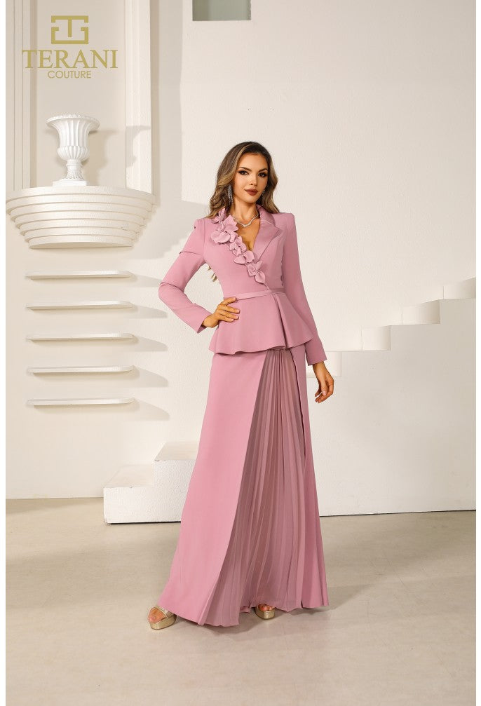 Terani Couture 251M4572 Mother of the Bride Wedding V-Neck Sheath Formal Crepe Dress