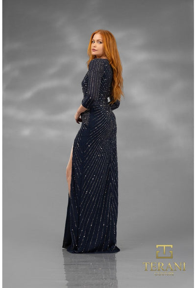 Terani Couture 251M4614 Glamorous Evening Prom Sequined Slit Long Formal Sequin Dress