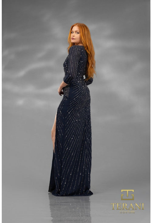 Terani Couture 251M4614 Glamorous Evening Prom Sequined Slit Long Formal Sequin Dress