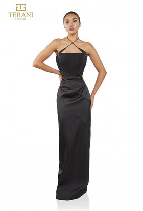 Terani Couture 251P3112 Elegant Formal Prom Halter Long Evening Premium Dress