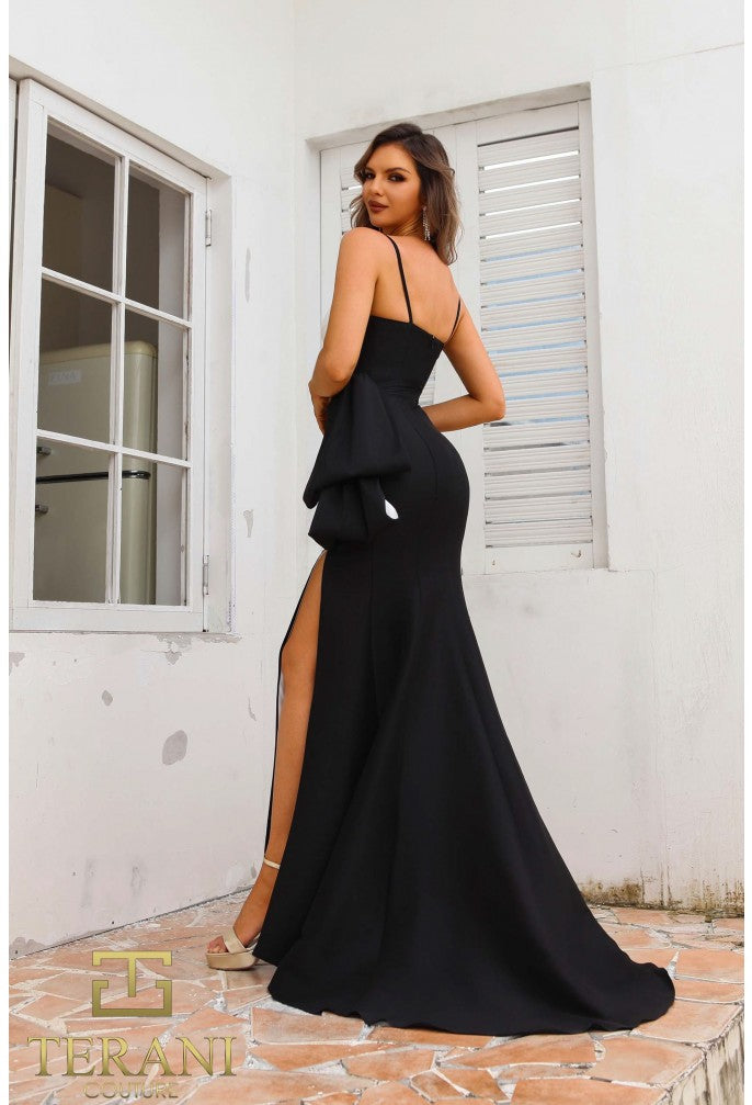 Terani Couture 251p4006 Assyemtric Side Slit Stretch Mikado Ballgown