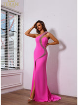 Terani 251P4036 One-Shoulder Beaded Sexy Cutout Prom Gown