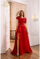 Vestido Terani Couture 251p4052 de corte A con un hombro al descubierto y abertura lateral brillante 