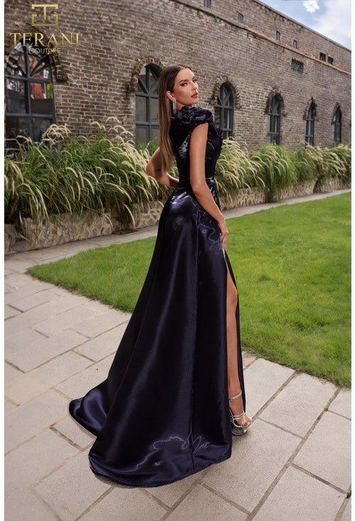 Terani Couture 251P4052 Prom One-Shoulder Ruffled Pleated Short Evening Organza Dress