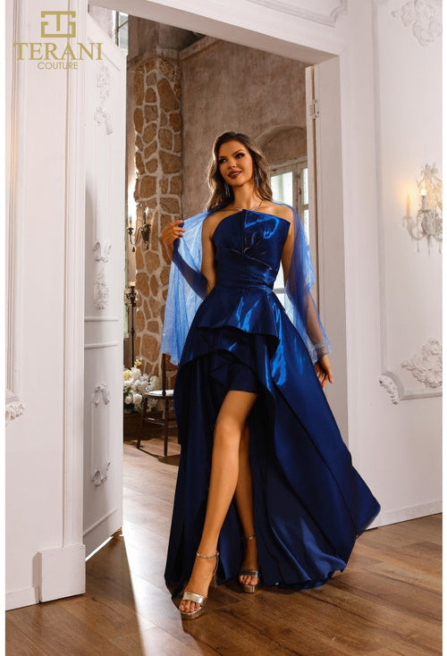Terani Couture 251P4054 Elegant Prom Strapless High-Low Evening Premium Dress