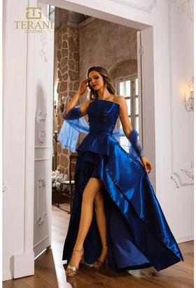 Terani Couture 251P4054 Elegant Prom Strapless High-Low Evening Premium Dress