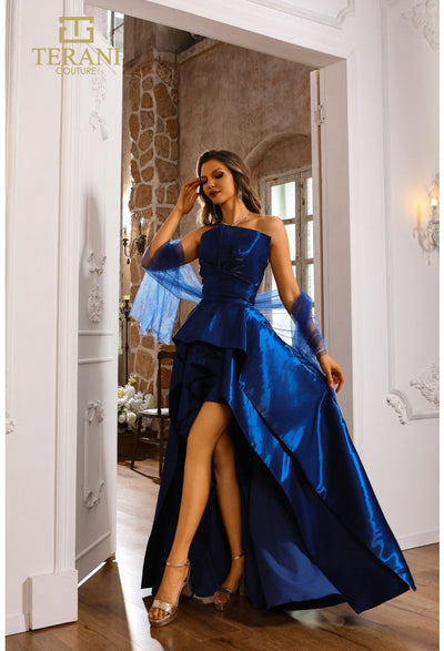 Terani Couture 251P4054 Elegant Formal Prom Strapless High-Low Evening Shimmer Dress