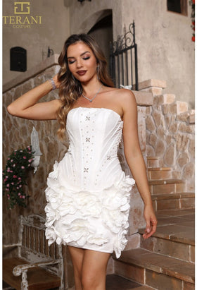 Terani Couture 251P4059 Wedding Strapless Corset Beaded Formal Stretch Taffeta Dress