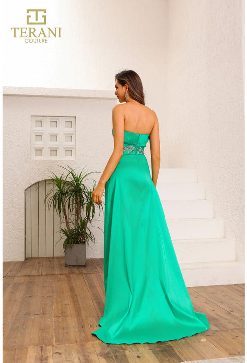 Terani Couture 251P4061 Glamorous Formal Strapless A-Line Beaded Stretch Mikado Dress