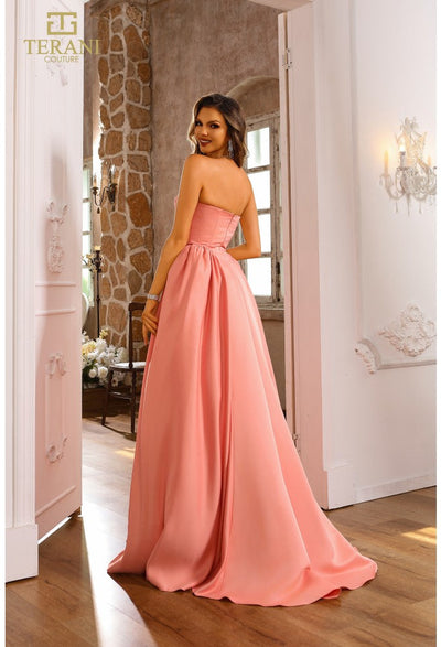 Terani Couture 251P4066 Elegant Prom Homecoming Strapless BallDress Formal Satin Dress
