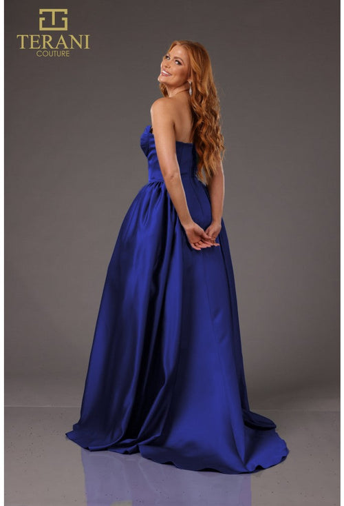 Terani Couture 251P4066 Elegant Prom Homecoming Strapless BallDress Formal Satin Dress