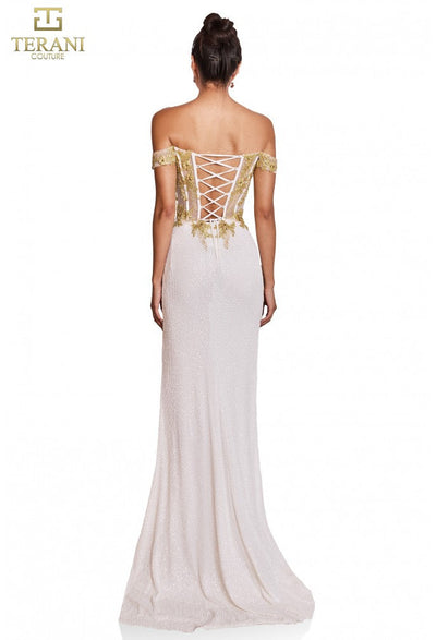 Terani Couture 251P4083 Elegant Glamorous Sweetheart Off-Shoulder Evening Lace Dress