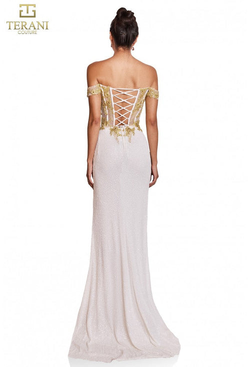 Terani Couture 251P4083 Elegant Glamorous Sweetheart Off-Shoulder Evening Lace Dress