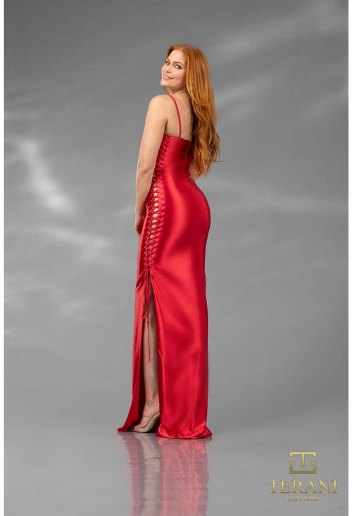 Terani Couture 251p4119 Bodycon Jersey Satin Long Prom Dress