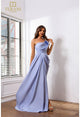 Prom Dresses Pleated Long Formal A Line Slit Prom Dress Blue Violet