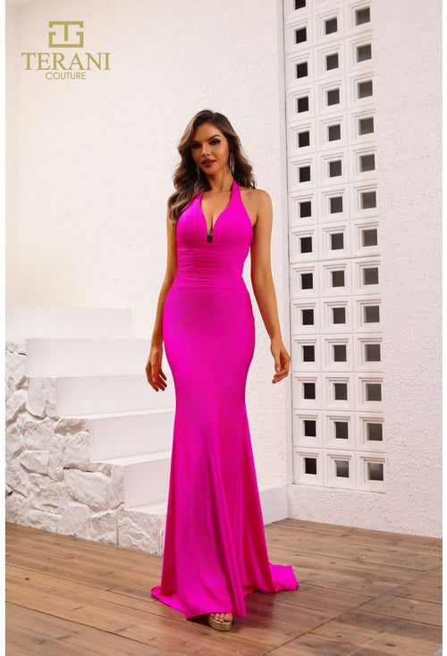 Terani Couture 251P4139 Glamorous Formal Prom Fit-and-Flare Evening Matte Satin Dress