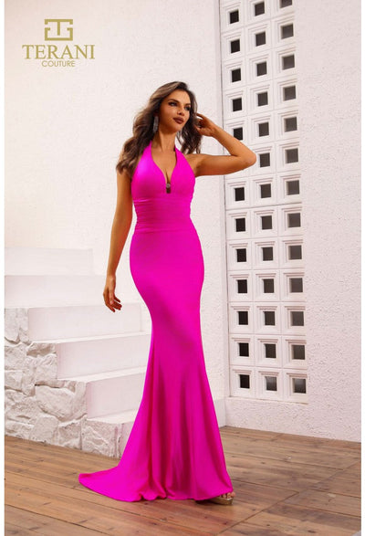 Terani Couture 251P4139 Glamorous Formal Prom Fit-and-Flare Evening Matte Satin Dress