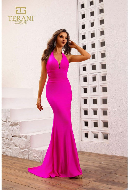 Terani Couture 251P4139 Glamorous Formal Prom Fit-and-Flare Evening Matte Satin Dress