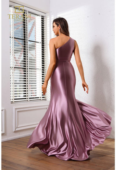 Terani Couture 251P4261 Glamorous Prom Fit-and-Flare Slit Evening Jersey Satin Dress