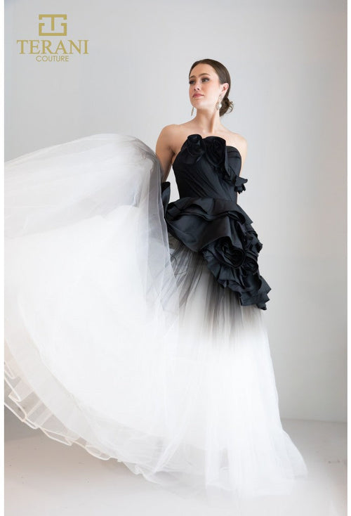 Terani Couture 251P4270 Elegant Glamorous Prom Strapless BallDress Formal Tulle Dress