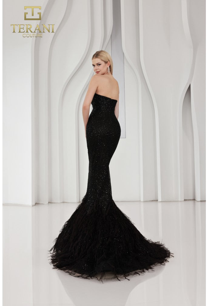 Terani Couture 251P4303 Vestido de fiesta largo de sirena con cuentas