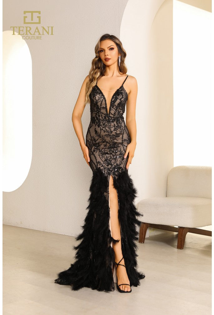 Sophisticated Prom Homecoming Long Formal Beaded Tulle Dress 251P4321 by Terani Couture Sophisticated Prom Homecoming Long Formal Beaded Tulle Dress 251P4321 by Terani Couture