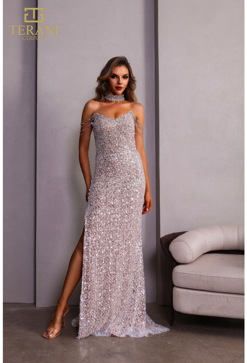 Terani Couture 251P4329 Elegant Glamorous Prom Sweetheart Evening Beaded Tulle Dress